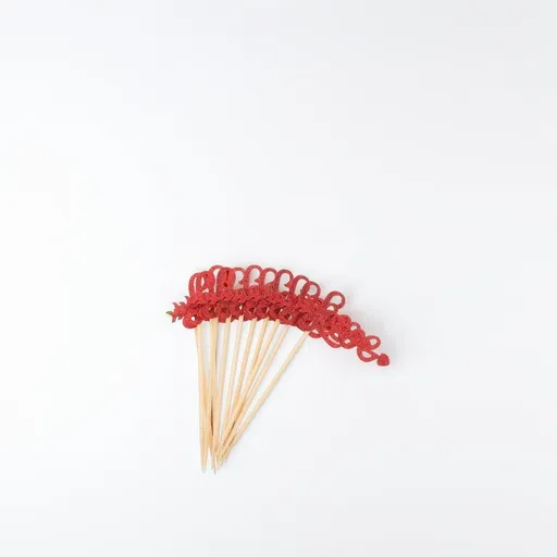 Elegant Red Heart Cake Picks Bamboo Plastic for Wedding Valentine Party