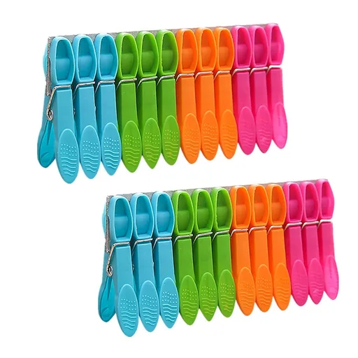 Colorful Plastic Clothespins, Heavy Duty Laundry Clothes Pins Clips with Springs, Air-Drying Clothing Pin Set (24 Pack) 12 Pack Multicolor