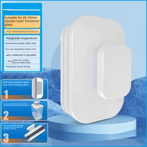 Magnetic Double Sided Window Cleaner for 18-30mm Double Glazed Glass High Rise Safety Wiper Tool White