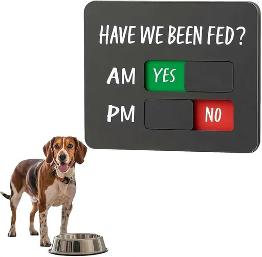 Magnetic Dog Feeding Chart AM PM Meal Tracker Reminder Board Black