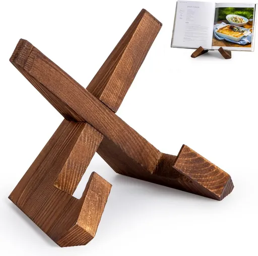 Recipe Rack - Wooden Recipe Shelf - Cookbook Rack - Multifunctional Display Rack - Kitchen Decoration - Brown