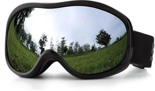 Ski goggles to wear over glasses, with double-layered lenses, anti-fog treatment and UV protection. Suitable for men, women and teenagers who ski and snowmobile.