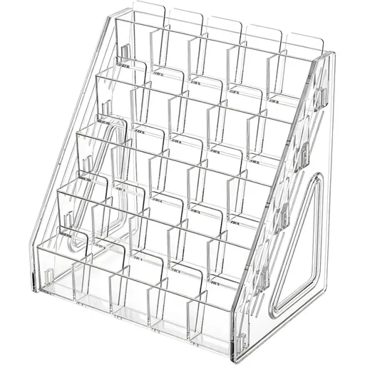 Trading Card Display Stand, 5-Tier Clear Plastic Graded Card Display, Vertical Graded Shelf for Sports, Baseball, Basketball & Gaming Cards