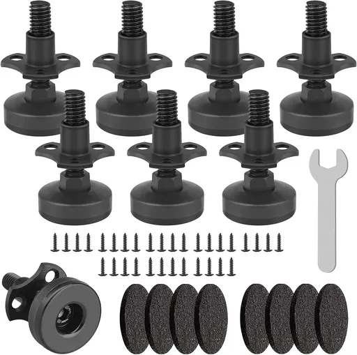8 Pack Heavy Duty Furniture Levelers, 3/8-16 Adjustable Leg Levelers for Tables Chairs, Black