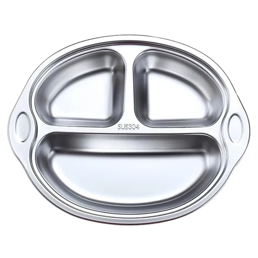 Stainless Steel Divided Plate 304 Stainless Divided Platter 3 Section Unbreakable Dinner Plates,Cute Monkey Shape Divided