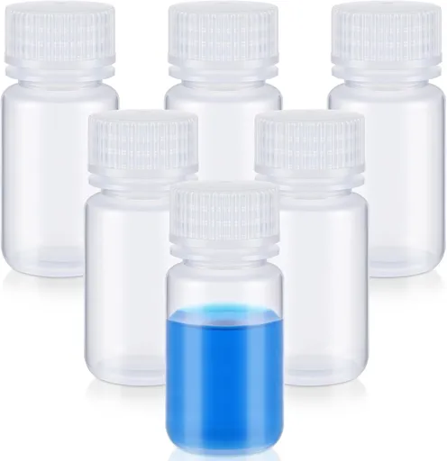 6 Pcs 2 oz 60ml Polypropylene Reagent Bottle Plastic Sample Bottles with Screw Caps Transparent PP Sample Containers with Lid for Liquids, Laboratory, Storage at Home (Clear)