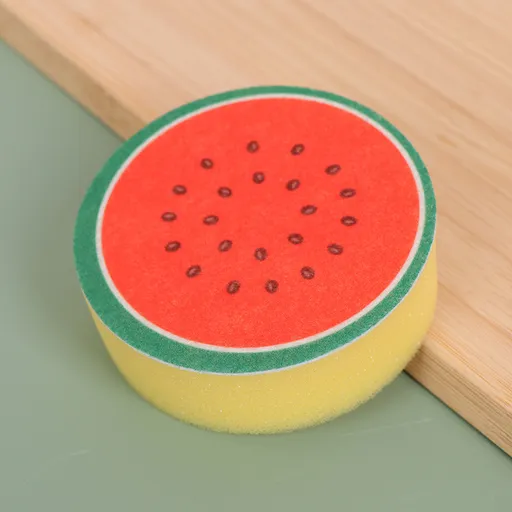 Kitchen Cleaning Sponge with Thick Scouring Surface for Dishes, Pans and Benchtops, Durable for Everyday Washing Up, Watermelon red