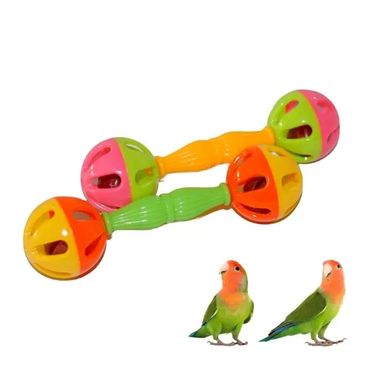2 Pcs Bird Parrot Toy Birds Fun Exercise Plastic Double-Headed Bell Pet Toys Small and Medium Birds Foraging Foot Toy