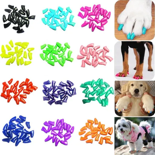 Large 120pcs (12 Colors) Dog Nail Caps | Dog Claw Covers Dog Nail Covers with Adhesives Glue and Applicators - Multi-color - Size L