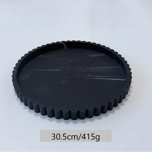 Marble Print Silicone Round Storage Tray Wavy Edge Multi-Purpose Aromatherapy Base Black Marble 30.5cm 415g Recommended Christmas Holiday Gift