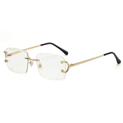 Rimless Rectangle Sunglasses - Fashion Cutting Designs Men's Women's Eyewear Metal Frame Sun Glasses for Women and Men