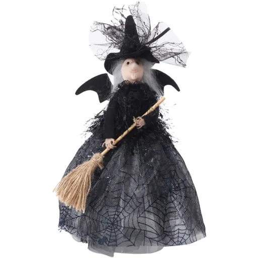 Halloween Veil Witch with Spider Web Skirt Doll Halloween Desktop Ornament Party Decor Haunted House Props