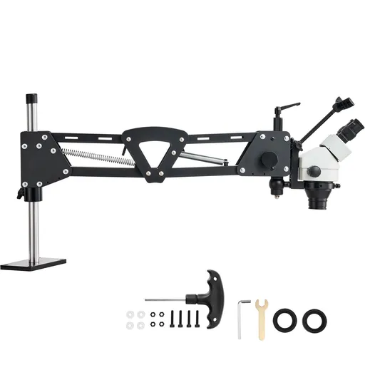 Multi-Directional Microscope with Spring Bracket, 7X-45X Magnification Jewelry Microscope, Micro Jewelry Inlaid Stand with Integrated USB Ring LED Light, Jewelers Microscope for Jewelry Inlay