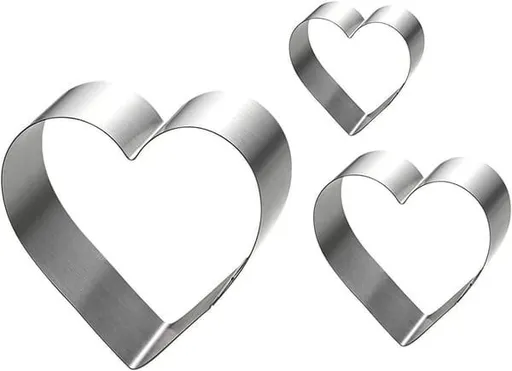 Heart Shaped Stainless Steel Cookie Cutters Set 3 Piece