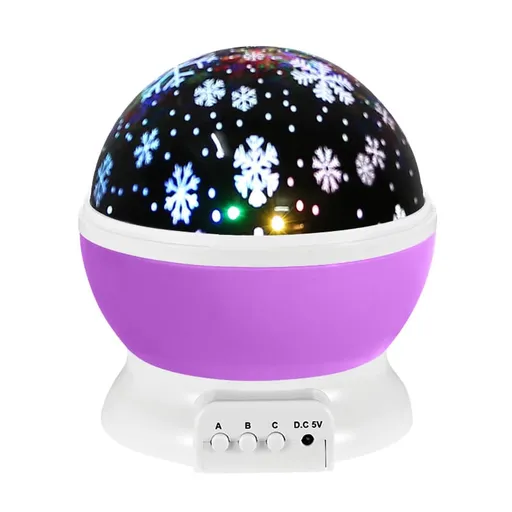 Snowflake LED Projector Lamp with 360° Rotation, Battery or USB Powered, for Christmas Decoration Party Gift, Purple