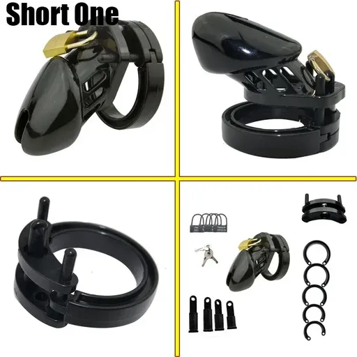 House Of Dasein Plastic Male Chastity Locking Cock Cage Bondage Kink Fetish Restraints - Black - Short