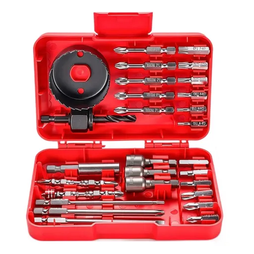 27-Piece Magnetic Screwdriver Bit Set with Socket Adapter（Red Case ） - Carbon Steel Drill Bit Kit in Compact Storage Case - Multi-Purpose Home Repair Tool for DIY Assembly