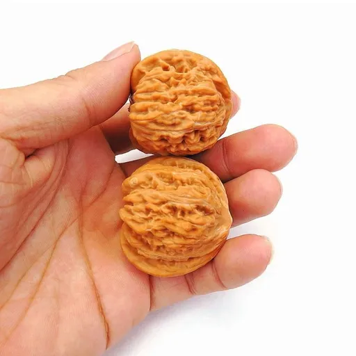 1 Pair Chinese Walnuts Fidget Unpolished - Natural Premium Wenwan Walnut Polishing for Hand Massage, Gift for Fathers, Elders & Collectors (2Pcs)
