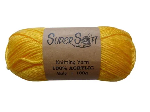 Knitting Yarn Super Soft 100% Acrylic Canary Yellow 12 Piece