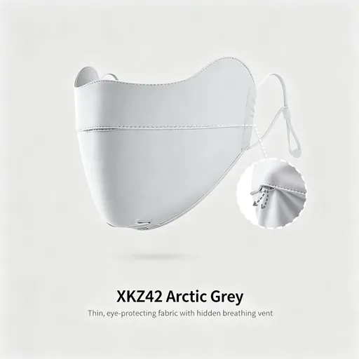 XKZ42 Arctic Grey One Size | Ice Silk Sun Protection Face Cover | Halloween Minimalist Gift | Eye Corner UV Block Breathable Thin Mask