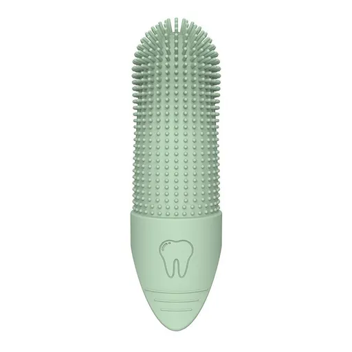 Green Silicone Pet Finger Toothbrush for Cats and Dogs - Soft Dental Care Brush for Teeth Cleaning, Plaque Removal, and Oral Hygiene - Ideal for Small, Medium, and Large Breeds