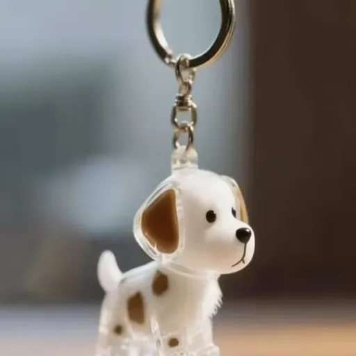 1 Piece Pet Hair Keepsake Keyring with Clear Memory Capsule, DIY Memorial Pendant for Fur, Ashes or Mementos, Brown Spotted Dog Design