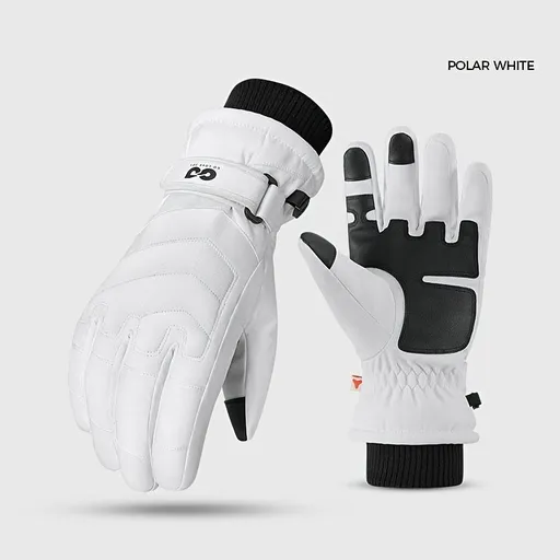 Unisex Winter Ski Gloves with Touchscreen Compatibility, Thick Fleece Lining, Windproof, Anti-Slip Grip for Snowboarding, Hiking, and Cold Weather Daily Commute (XL, White)