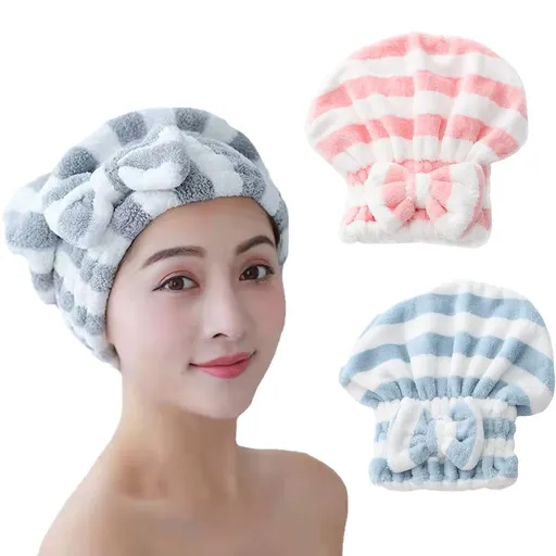 Microfiber Hair Drying Towels Hair Wrap with Bow-Knot Shower Cap Hair Turban, Bath Cap for Wet Hair, Bath Accessories for Women