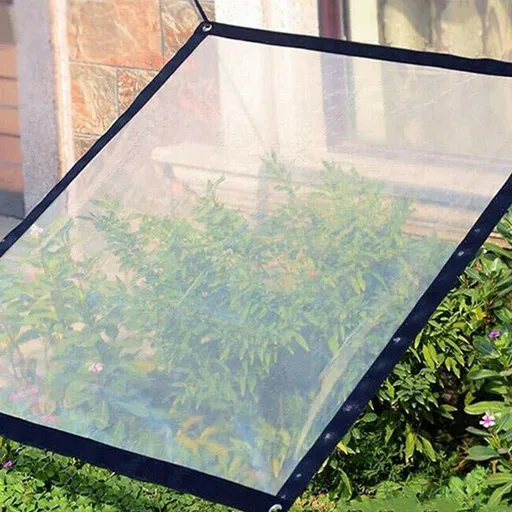 PVC Clear Waterproof Cover Tarp Foldable, 6.5x6.5 FT Tarpaulin Outdoor Garden Rainproof Covering with Grommets for Patio Henhouse Porch Canopy