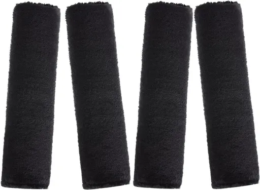 4 Pack Faux Sheepskin Car Seat Belt Pads Seatbelt Protector Soft Seat Belt Shoulder Strap Cover Comfort Harness Pad(Black, 9.9 Inch)