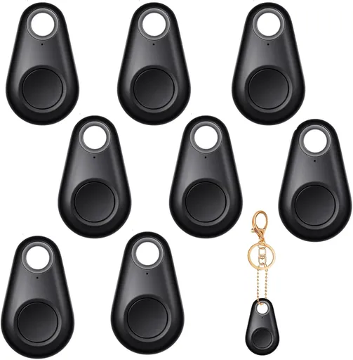 8 Packs Portable GPS Tracking Mobile Tracking Anti Loss Smart Device Key Finder Locator GPS Tracker Device for Pets Dog Cat Wallet Keychain Luggage, Alarm Reminder(Black)