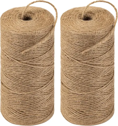 Twine String 1312 Feet Long Jute Twine Hemp Rope for Gardening Crafts Giftwares Wrapping Packing Wedding Decor, Brown 2 Rolls