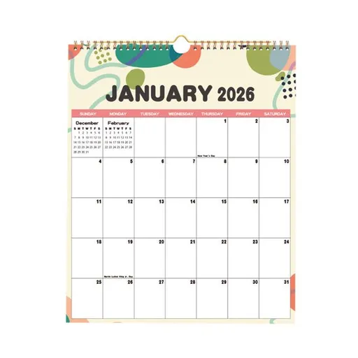 Calendar 2026 - Hangable 12 Months - Calendar - With wire-o-binding - Yearly calendar - Monthly planner - Wall calendar - 37 x 30cm - Abstract patterns