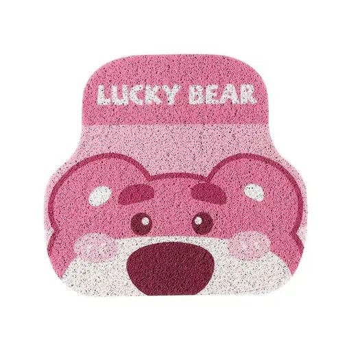 Cartoon Bear Car Floor Mats PVC Universal Non Slip Pink bear head back 1