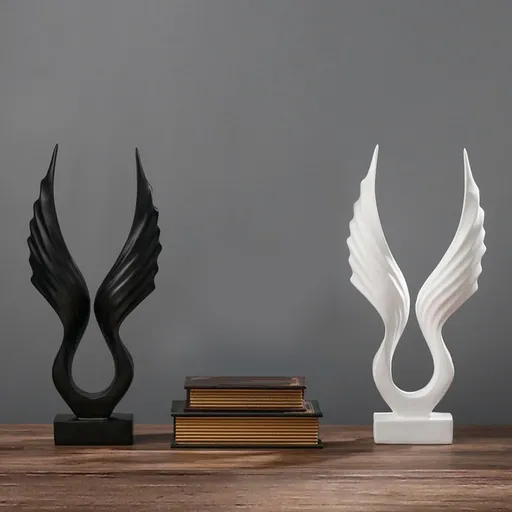 1Pc Angel Wing Ornament Black Synthetic Resin for Living Room Table Decor