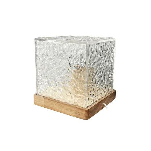 Cube Lamp, Wooden Base Ocean Wave Lamp, Water Wave Lamp, Midnight Aura Lamp Cube, 3/16 Colors Northern Lights