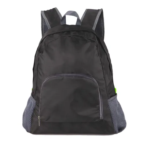 Foldable Nylon Backpack – Lightweight, Durable, and Strong Load Capacity, Four-Step Folding Transforms into a Handbag in Seconds, Multi-pocket Organization with Breathable Carrying(BLACK)