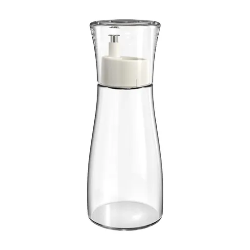 Clear Glass Mouthwash Dispenser 5.1/8.8OZ - Refillable Bathroom Mouthwash Bottle with Cup Lid - Small Countertop Container for Mouth Wash Storage and Dispensing