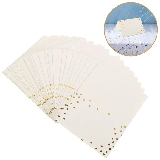 Wedding Table Cards, Golden Paper Place Cards, Tented and Smooth for Easy Writing 50Pcs