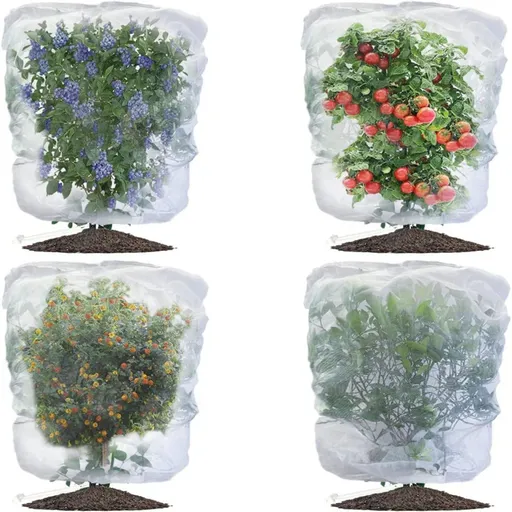 1 Pack Garden Mesh Netting with Drawstring, Insect & Bird Barrier Plant Cover for Tomato, Fruit Trees & Vegetables, 150 x 160 cm