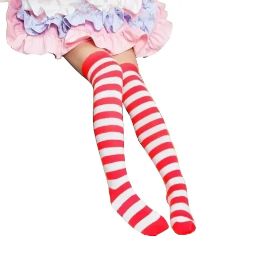 House Of Dasein Red White Thigh Highs - Red