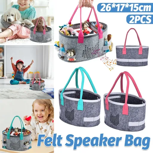 2pcs Doll Storage Organization Bag Felt Handbag Toy Organizer Storage