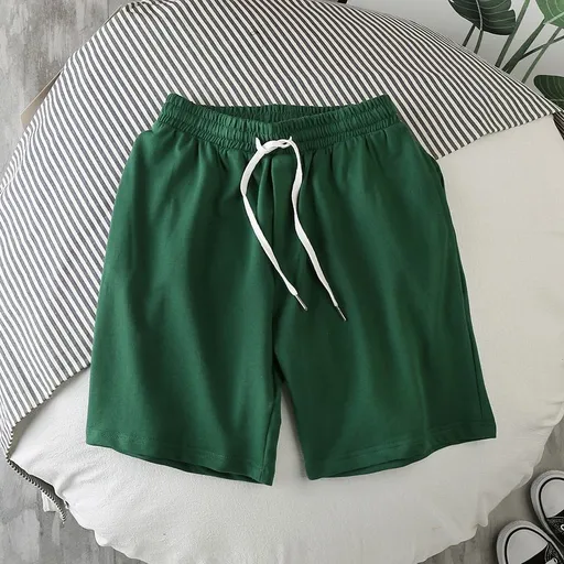 Men Summer Casual Straight Solid Polyester Elastic... Green 2XL