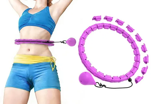 32 Section Weighted Hula Hoop with Massage Rollers - Purple