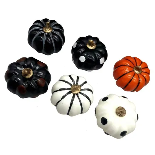 6Pcs Pumpkin Model Set ABS Lifelike Rich Color Pumpkin Decor Ornament for Festival Party Gathering