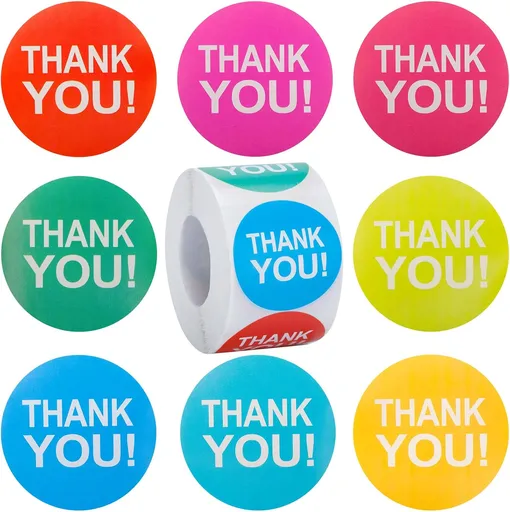 500Pcs Thank You Stickers - 1.5Inch Candy Color Thank You Stickers for Packaging Thank You Sticker for Small Business Thank You Seal Label Sticker for Envelope Gift Wrap Birthday Party Favors