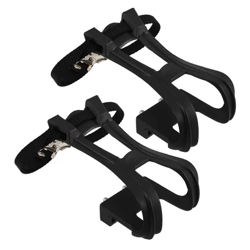 2Pcs Bike Pedal Toe Cages And Straps Black for Secure Installation