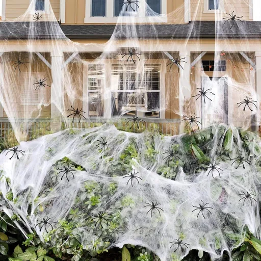 Spider Webs Halloween Decorations Bonus with 40 Fake Spiders, Super Stretch Cobwebs for Halloween Indoor and Outdoor
