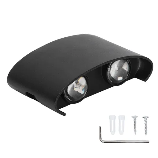 LED Wall Lamp Waterproof Modern Sconce Light Indoor Outdoor Decoration 90‑265V 4W Black Shell Warm Light