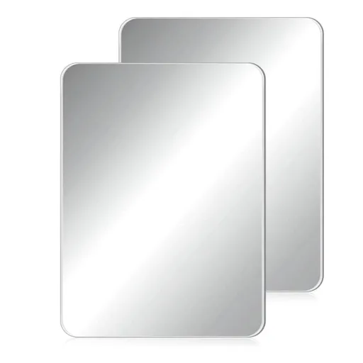 Non-Fragile Acrylic Mirrors 2 Pcs,Unbreakable Frameless Mirrors,Non-Fragile Small Mirrors,Locker Mirrors with Strong Magnetic Support,Scratch-Proof Mirrors for School Office Bathroom